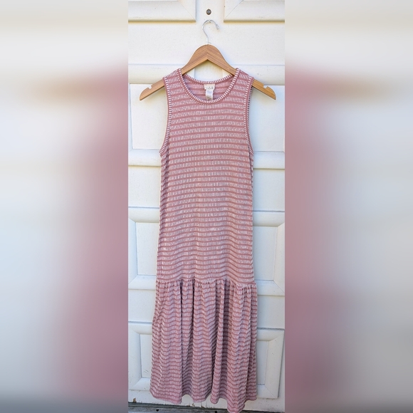 Caution To The Wind Dresses & Skirts - Caution To The Wind Drop Waist Pink Striped Sleeveless Maxi Dress Size Small